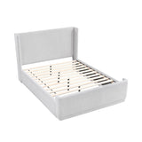 Queen Light Gray Wingback Upholstered Plywood Platform Bed - Serenova - Omega Lifestyles