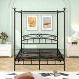 Queen Metal Canopy Bed Frame With Headboard And Footboard - Serenova - Omega Lifestyles