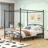 Queen Metal Canopy Bed Frame With Headboard And Footboard - Serenova - Omega Lifestyles