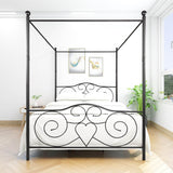 Queen Metal Canopy Bed Frame With Vintage Headboard - Serenova - Omega Lifestyles