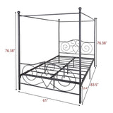 Queen Metal Canopy Bed Frame With Vintage Headboard - Serenova - Omega Lifestyles