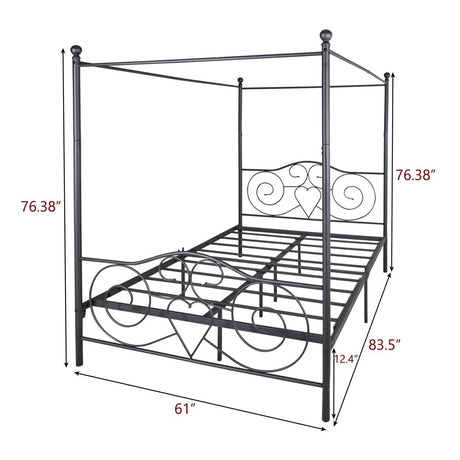 Queen Metal Canopy Bed Frame With Vintage Headboard - Serenova - Omega Lifestyles