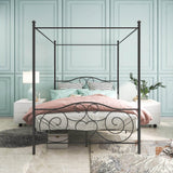 Queen Metal Canopy Bed Frame With Vintage Headboard - Serenova - Omega Lifestyles