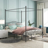 Queen Metal Canopy Bed Frame With Vintage Headboard - Serenova - Omega Lifestyles