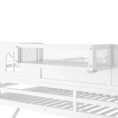 Queen Metal Loft Bed With Stairs High Guardrails Wardrobe - Omega Lifestyles