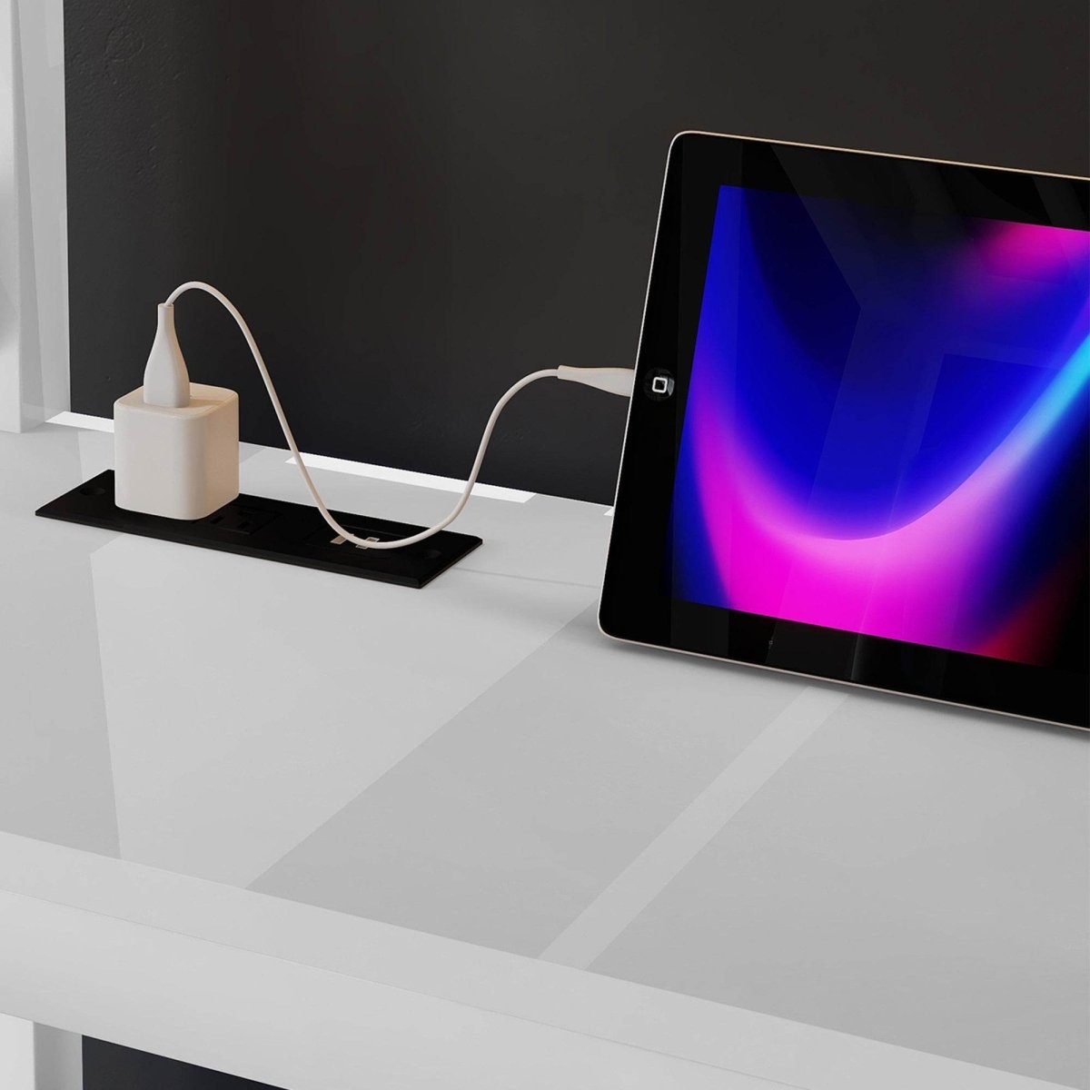 Queen Metal Loft Bed With Wardrobe Desk USB And LED Light - Serenova - Omega Lifestyles