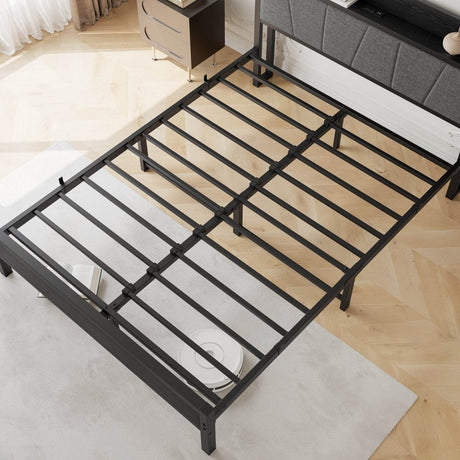Queen Metal Wood Storage Bed Frame With Charging Station - Serenova - Omega Lifestyles