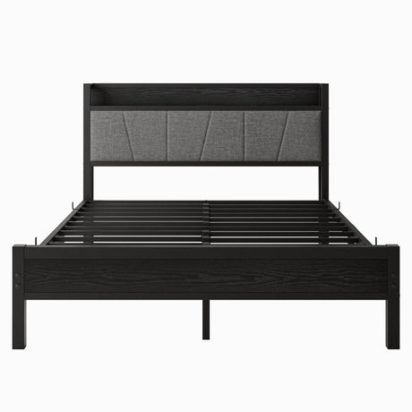 Queen Metal Wood Storage Bed Frame With Charging Station - Serenova - Omega Lifestyles