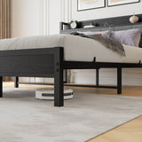 Queen Metal Wood Storage Bed Frame With Charging Station - Serenova - Omega Lifestyles