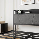 Queen Metal Wood Storage Bed Frame With Charging Station - Serenova - Omega Lifestyles
