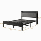 Queen Metal Wood Storage Bed Frame With Charging Station - Serenova - Omega Lifestyles