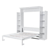 Queen Murphy Wall Bed With Shelves And LED Lights - Sleep Galleria