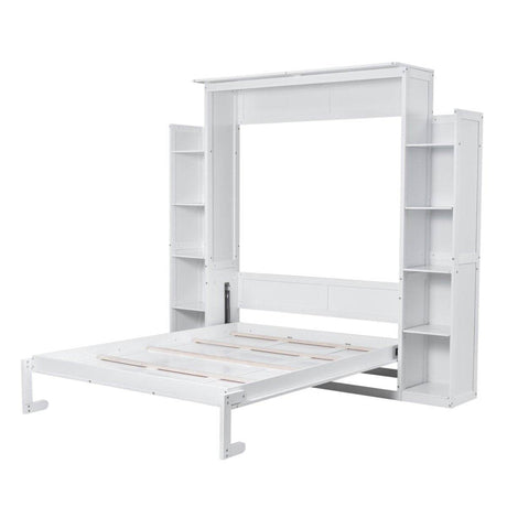 Queen Murphy Wall Bed With Shelves And LED Lights - Sleep Galleria