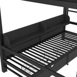 Queen Over Queen Metal Bunk Bed With Storage Drawers And LED Lights - Serenova - Omega Lifestyles