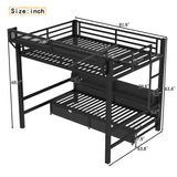 Queen Over Queen Metal Bunk Bed With Storage Drawers And LED Lights - Serenova - Omega Lifestyles