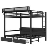 Queen Over Queen Metal Bunk Bed With Storage Drawers And LED Lights - Serenova - Omega Lifestyles