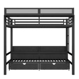 Queen Over Queen Metal Bunk Bed With Storage Drawers And LED Lights - Serenova - Omega Lifestyles