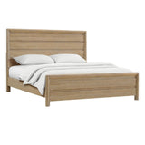 Queen Solid Wood Tan Panel Bed Frame - Serenova - Omega Lifestyles