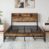 Queen Storage Bed Frame With Headboard Charging Station - Serenova - Omega Lifestyles