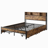Queen Storage Bed Frame With Headboard Charging Station - Serenova - Omega Lifestyles