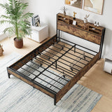 Queen Storage Bed Frame With Headboard Charging Station - Serenova - Omega Lifestyles