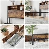 Queen Storage Bed Frame With Headboard Charging Station - Serenova - Omega Lifestyles