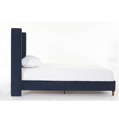 Queen Upholstered Blue Velvet Bed Frame With Tufted Headboard - Serenova - Omega Lifestyles