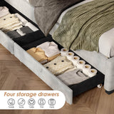 Queen Upholstered Velvet Platform Storage Bed Frame With LED - Serenova - Omega Lifestyles