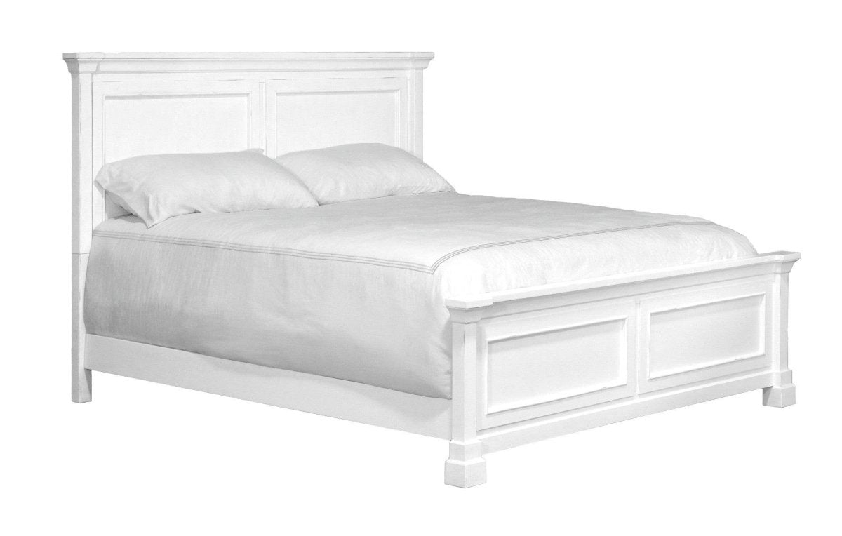 Queen White Engineered Wood Farmhouse Panel Bed - Serenova - Omega Lifestyles