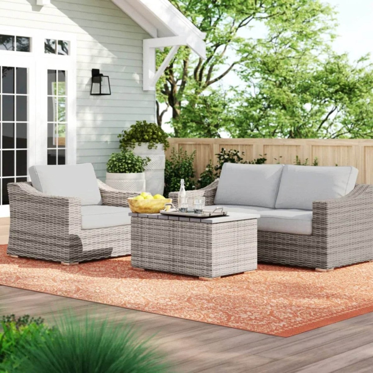 Rattan Wicker 3 - Person Outdoor Patio Seating Group - Serenova - Omega Lifestyles