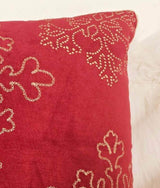 Red Velvet Holiday Throw Pillow With Gold Snowflake Embroidery - Serenova - Omega Lifestyles