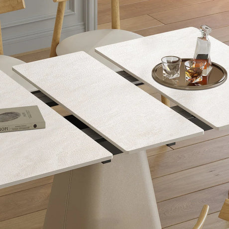 Retractable Rock Slab Expandable Square Dining Table - Omega Lifestyles