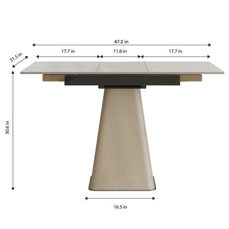 Retractable Rock Slab Expandable Square Dining Table - Omega Lifestyles