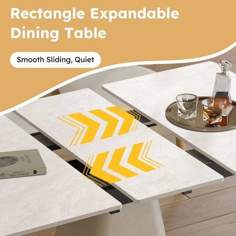 Retractable Rock Slab Expandable Square Dining Table - Omega Lifestyles