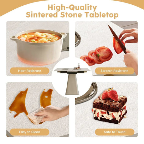 Retractable Rock Slab Expandable Square Dining Table - Omega Lifestyles