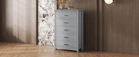 Retro American Country Style 5-Drawer Wooden Dresser - Omega Lifestyles