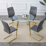 Round Glass Top Metal Dining Table With Chairs Set - Omega Lifestyles