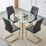 Round Glass Top Metal Dining Table With Chairs Set - Omega Lifestyles