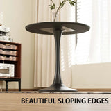 Round Tulip Dining Table With 2 Cushioned PU Chairs Set - Omega Lifestyles