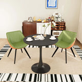 Round Tulip Dining Table With 2 Cushioned PU Chairs Set - Omega Lifestyles