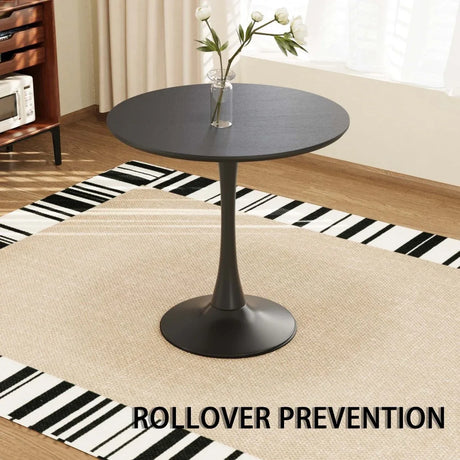 Round Tulip Dining Table With 2 Cushioned PU Chairs Set - Omega Lifestyles