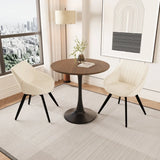 Round Tulip MDF Dining Table Set With 2 PU Chairs - Omega Lifestyles