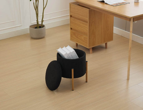Round Upholstered Storage Ottoman With Removable Lid - Omega Lifestyles