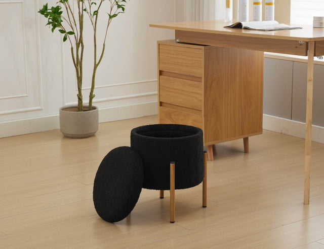 Round Upholstered Storage Ottoman With Removable Lid - Omega Lifestyles