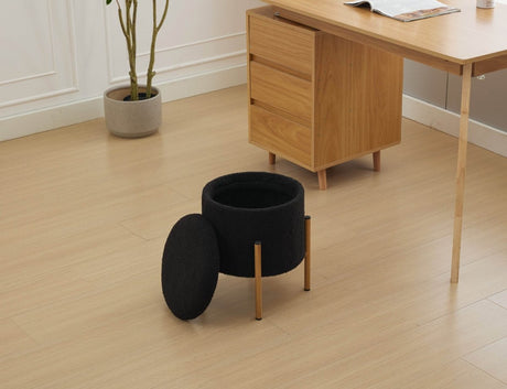 Round Upholstered Storage Ottoman With Removable Lid - Omega Lifestyles