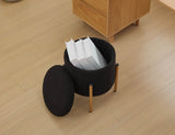 Round Upholstered Storage Ottoman With Removable Lid - Omega Lifestyles
