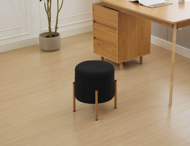 Round Upholstered Storage Ottoman With Removable Lid - Omega Lifestyles