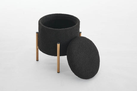 Round Upholstered Storage Ottoman With Removable Lid - Omega Lifestyles