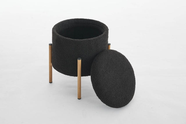 Round Upholstered Storage Ottoman With Removable Lid - Omega Lifestyles