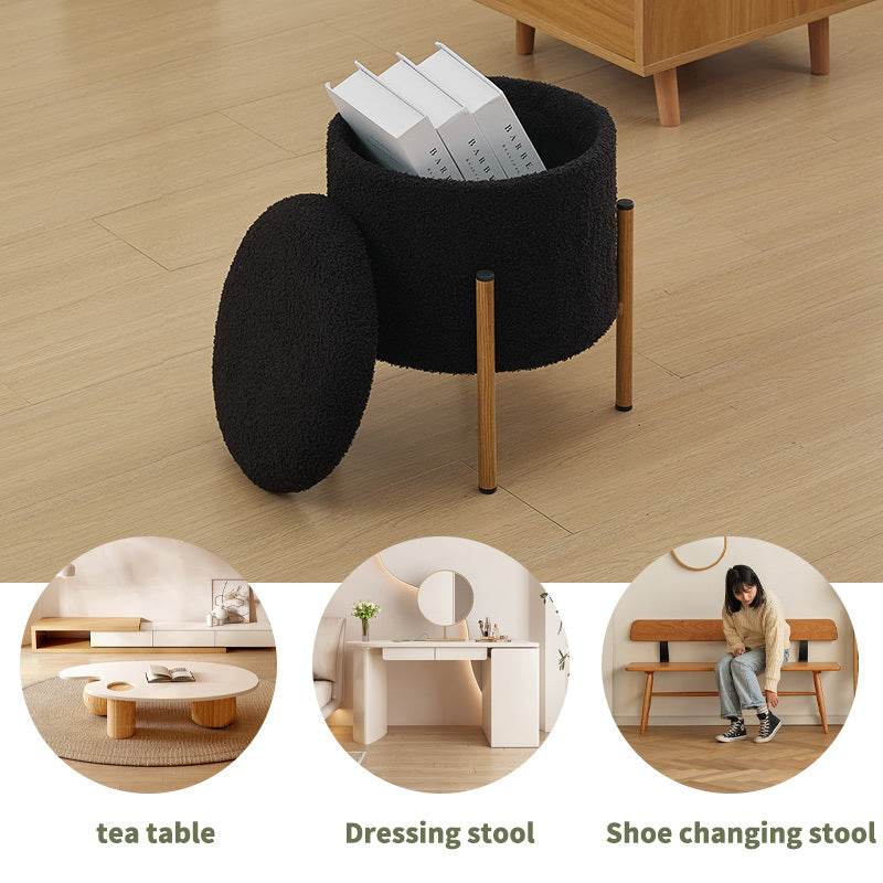 Round Upholstered Storage Ottoman With Removable Lid - Omega Lifestyles